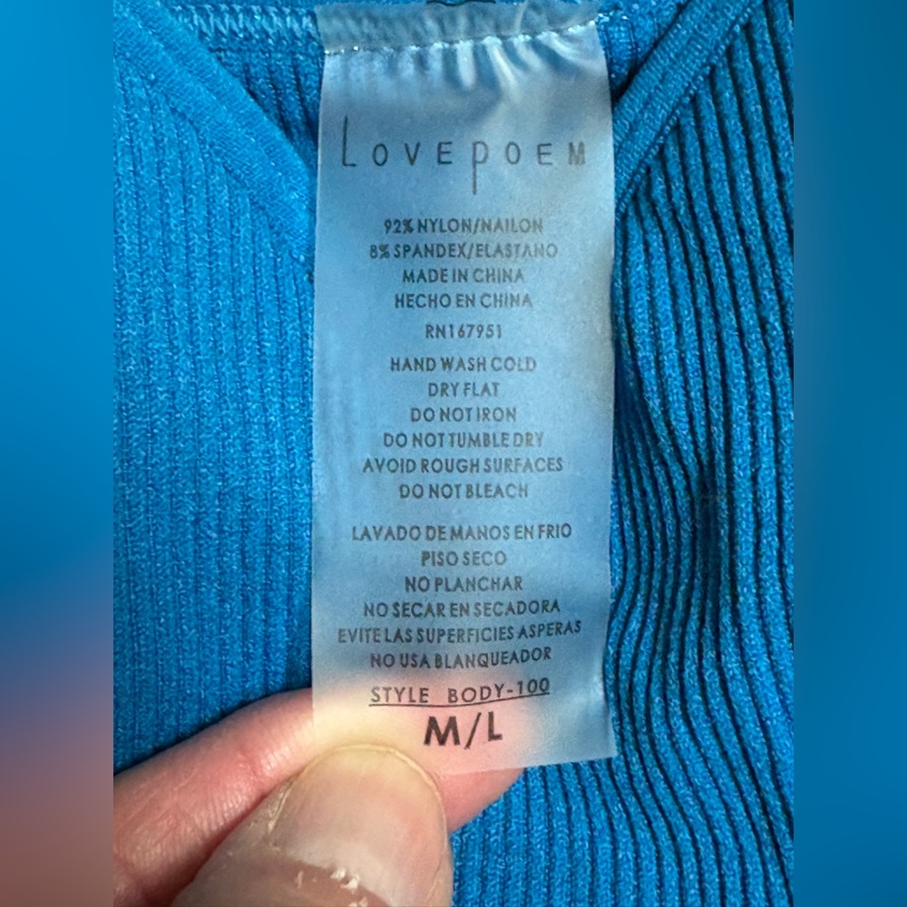 Blue ribbed body suit size M/L - Picture 2 of 3